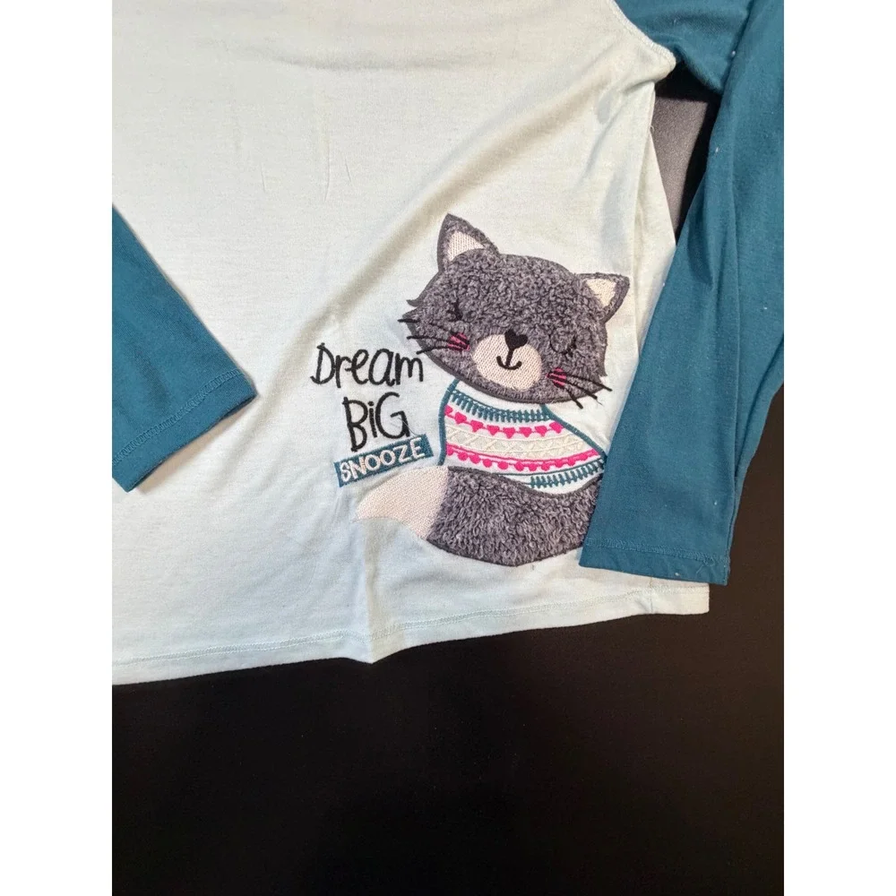 Wonder Nation Kids XL 14-16 Cat Pajama‎ Top Dream Big Snooze Raglan Sleep J6